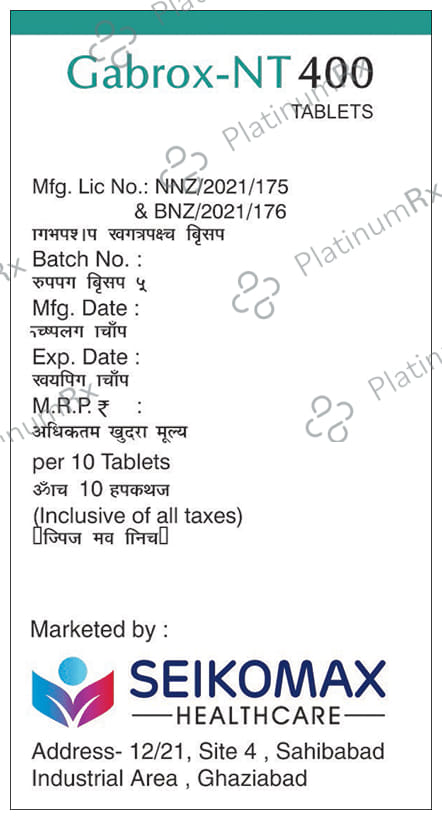 Gabrox NT 400/10mg Tablet 10s
