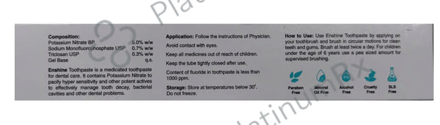 Enshine Toothpaste For Dental Care With Cooling Crystals 50gm