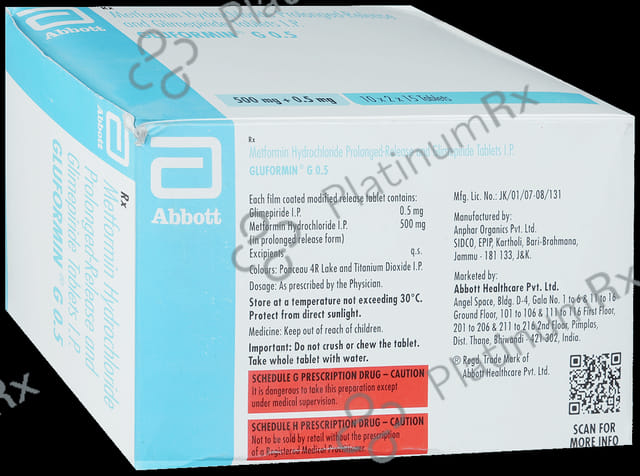 Gluformin G 0.5/500mg Tablet PR 15s
