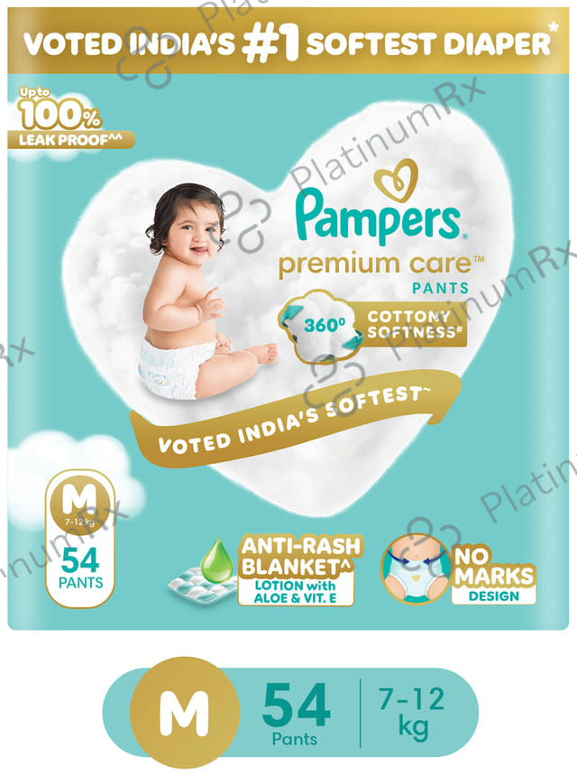 Pampers Premium Care Pants with Aloe Vera & Cotton Like Softness Medium diapers 54s
