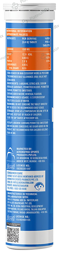 Fast&Up L-Arginine 1500mg - Effervescent Tablet for Stamina & Blood Flow - Flavour Tangy Orange