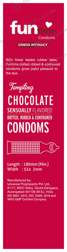 Funtime Dotted Ribbed & Contoured Juicy Cherry Flavour Condom 10s