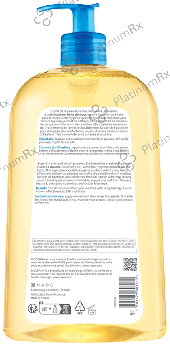 Bioderma Atoderm Huile De Douche Ultra Nourishing Anti Irritation Cleansing Oil 1Ltr