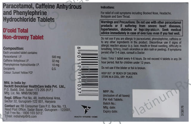 D Cold Total 32/500/10mg Tablet 6s