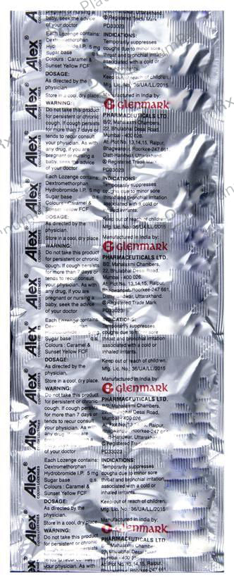 Alex Cough 5mg Lozenges Lemon Ginger 10s