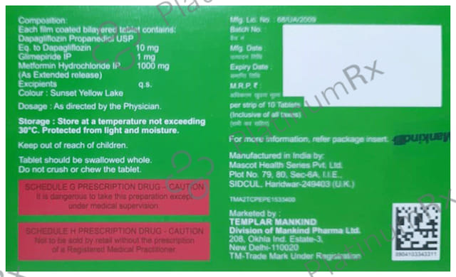Justoza GM 1/10/1000mg Forte Tablet 10s