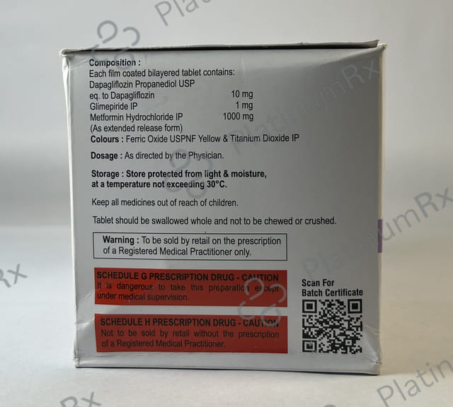 Dapasmart GM 1/10/1000mg Tablet ER 10s