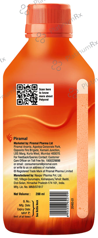 Polycrol Antacid Gel Sugar Free Orange Flavour 200ml
