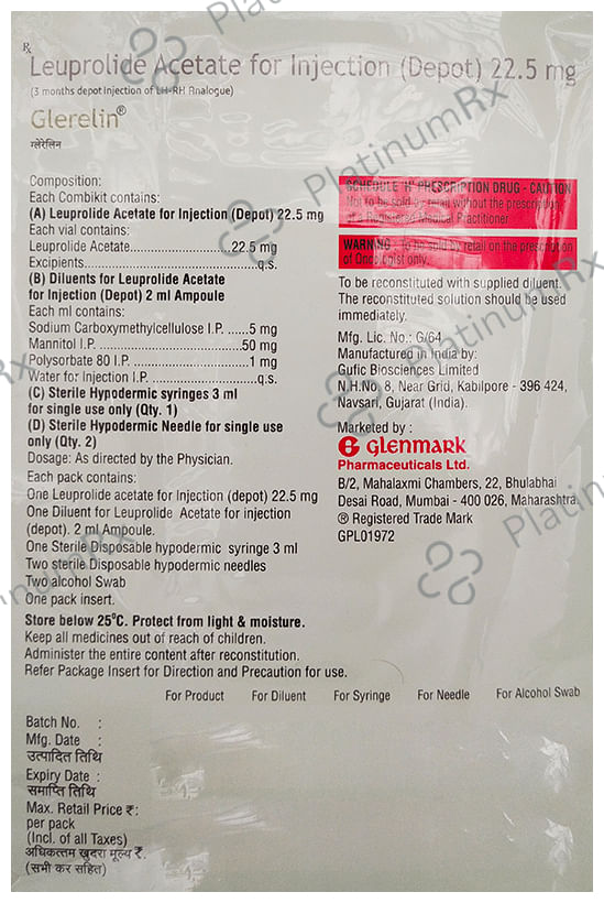 Glerelin 22.5mg Pre Filled Syringe 1s