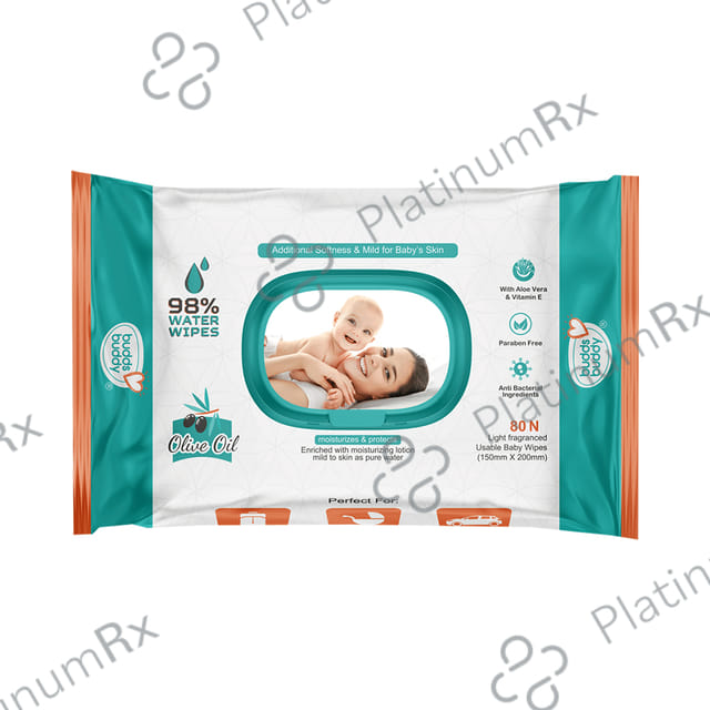 Buddsbuddy Olive Oil Light Fragranced Usable Baby Wipes with Lid (80 Each) 1 Pack