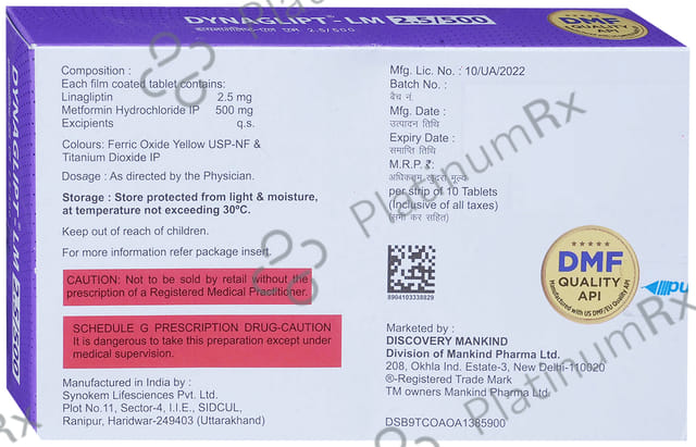Dynaglipt LM 500/2.5mg Tablet 10s