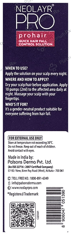 Neolayr Pro Prohair Quick Hair Fall Control Solution