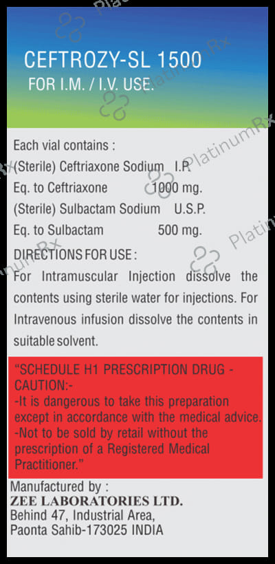 Ceftrozy SL 1500mg Injection 1s