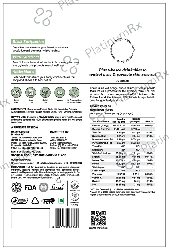 Mul Secrets Revive: Acne Care Nutrition Drink (4gm Each)