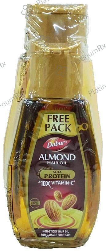 Dabur Almond Hair Oil with Soya Protein & Vitamin E - For Damage Free Hair with 190ml Hair Oil Free