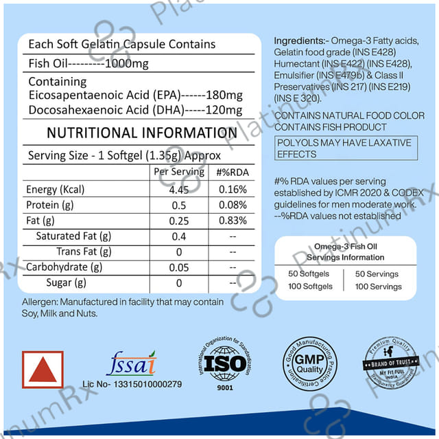MyFitFuel Fish Oil Omega 3 1000mg Soft Gelatin Capsule