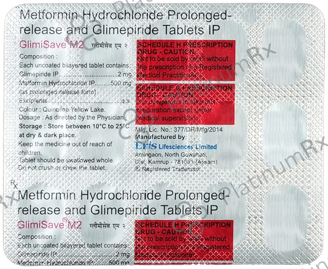 Glimisave M 2/500mg Tablet PR 15s