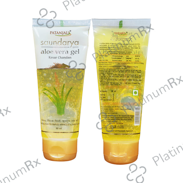 Patanjali Ayurveda Saundarya Aloe Vera Gel Kesar Chandan - Manages Pimples, Wrinkles & Skin Health 60 ml