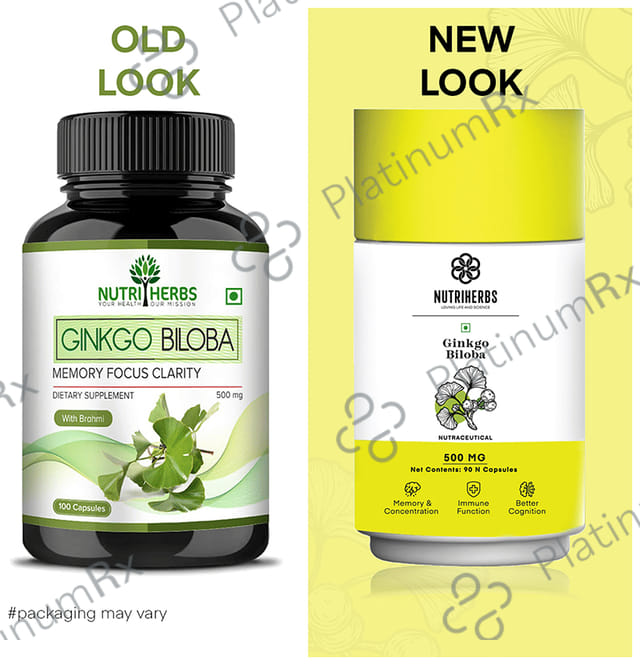 Nutriherbs Ginkgo Bilobo 500mg Capsule with Brahmi