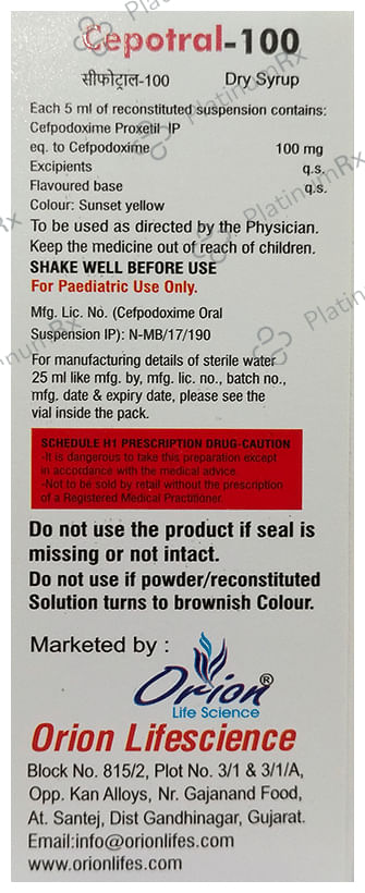 Cepotral 100mg Dry Syrup Orange 30ml