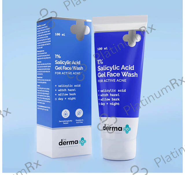 The Derma Co 1% Salicylic Acid Day & Night Face Wash Gel For Active Acne 100ml