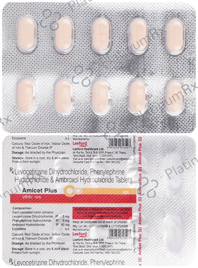 Amicet Plus 60/5/5mg Tablet 10s