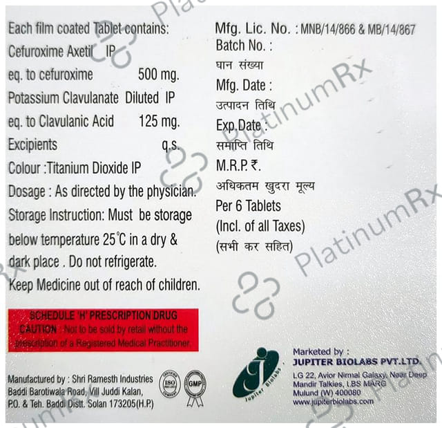 Jupicef 500mg/125mg Tablet