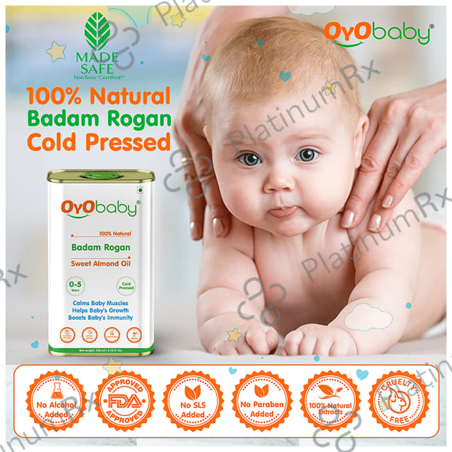 Oyo Baby 100% Natural Badam Rogan Sweet Almond Oil for 0 to 5 years 200 ml