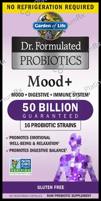 Garden of Life Dr. Formulated Probiotics Mood+ 16 Probiotic Strain Vegetarian Capsules Gluten Free