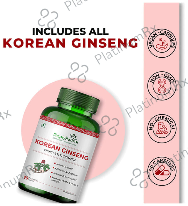 Simply Herbal Korean Ginseng Vegetarian Capsules