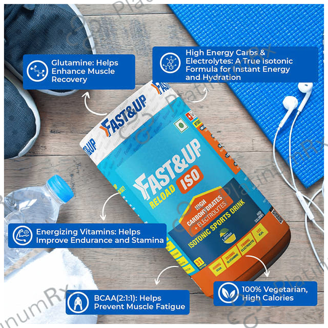Fast&Up Reload Isotonic Sports Drink with High Carbohydrates and Electrolytes Lemon