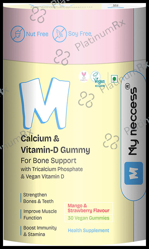 My neccess Calcium & Vitamin D Gummy (30 Each) Strawberry & Mango 1 Jar