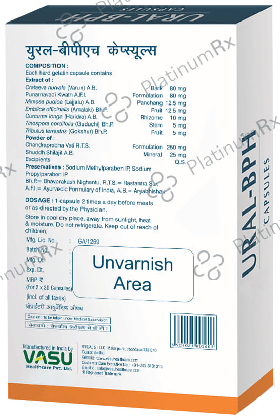 Vasu Ural-BPH Capsule for Urinary Tract Health
