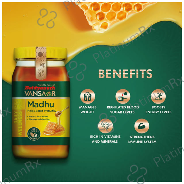 Vansaar Madhu with Natural Antioxidant for Immunity - No Sugar Adulteration 500 gm