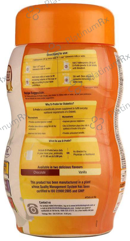 D Protin Nutritional Supplement Powder Flavour Vanilla 500gm