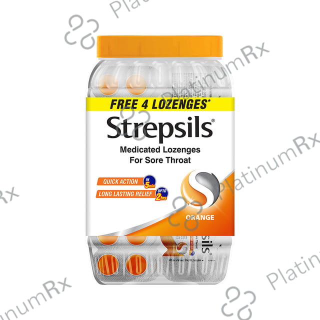 Strepsils Medicated Throat Lozenges For Sore Throat Flavour Orange lozenges 104s
