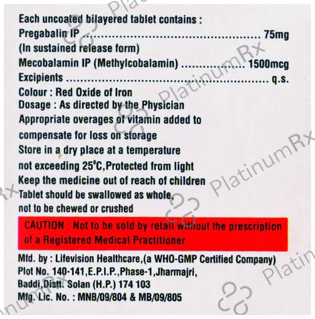 Nervance SR 75mg/1500mcg Tablet 10s