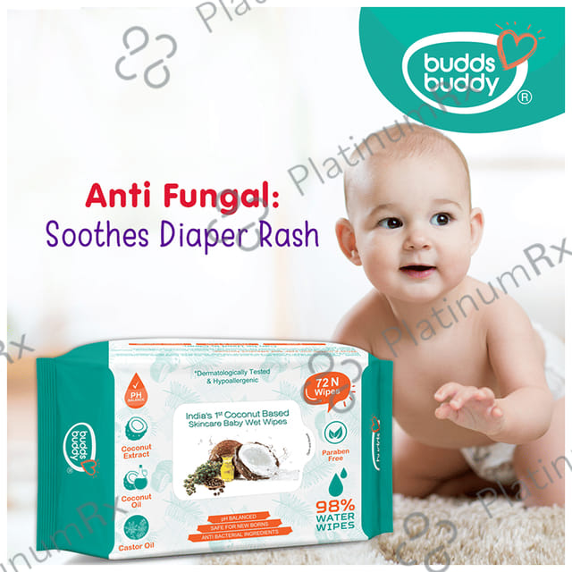 Buddsbuddy India's 1st Coconut Based Skincare Baby Wet Wipes (72 Each) 1 Pack