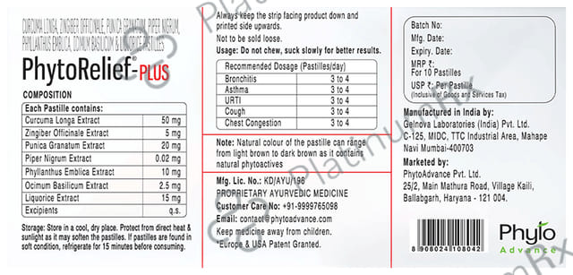 Phytorelief Plus Sugar Free Pastilles 10s