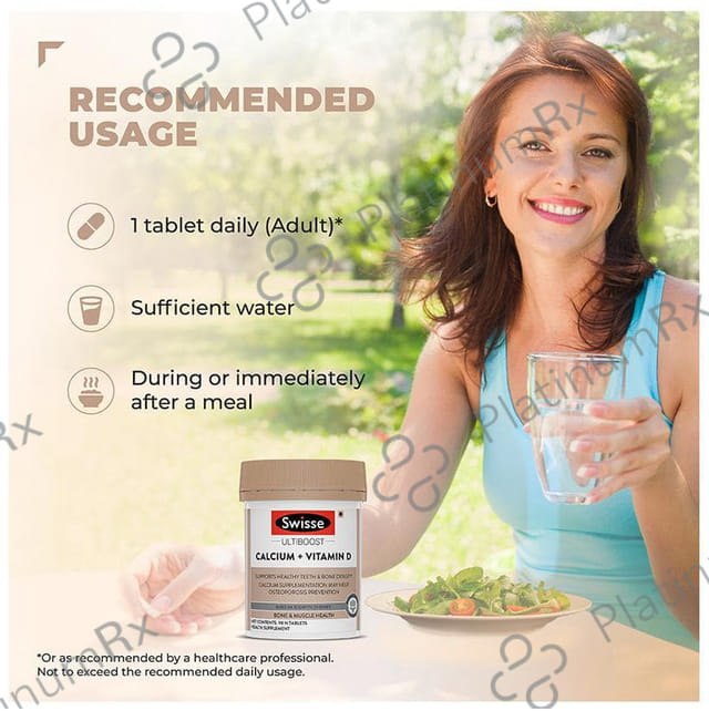 Swisse Ultiboost Calcium + Vitamin D Tablet for Stronger Bones & Muscle Health