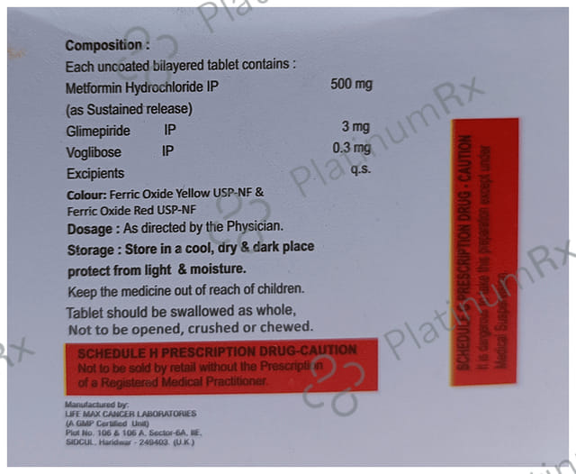 Healmaryl MV 3/500/0.3mg Tablet SR 10s