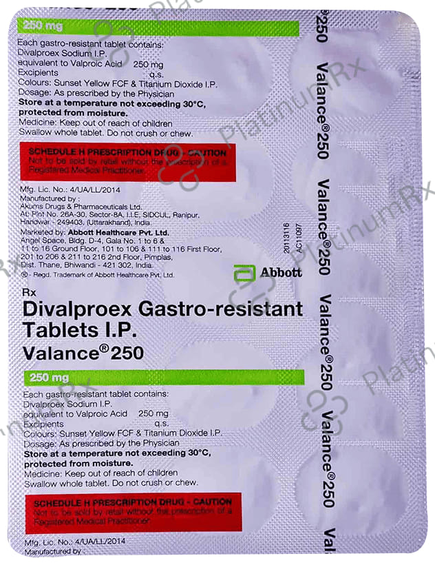Valance 250mg Tablet 15s