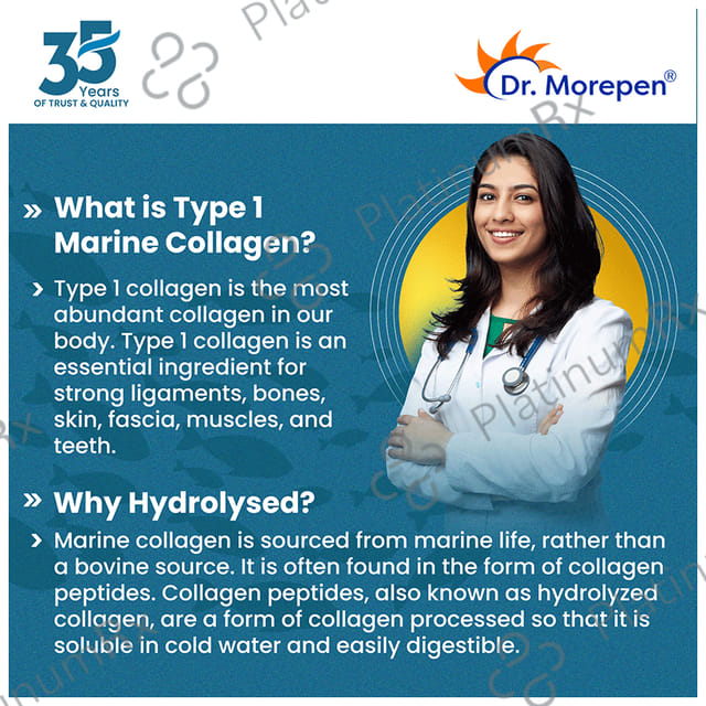Dr. Morepen Collagen (Marine) Skin Protein with Hyaluronic Acid, Vitamin C & Biotin - Flavour Chocolate Powder