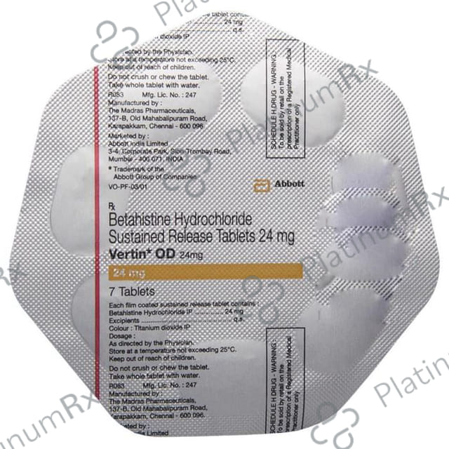 Vertin OD 24mg Tablet SR 7s