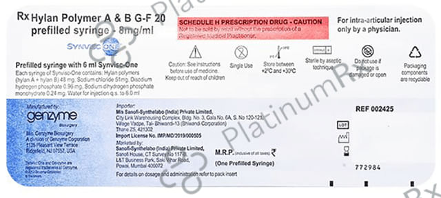 Synvisc Hylan GF 20mg Injection 2ml